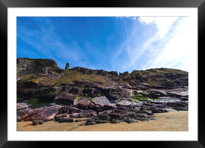 Mine works at Trebarwith Framed Mounted Print by David Wilkins