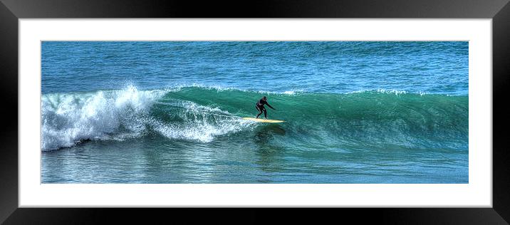  Surfer at Polzeath Framed Mounted Print by David Wilkins