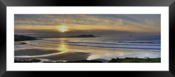 Polzeath Sunset Framed Mounted Print by David Wilkins