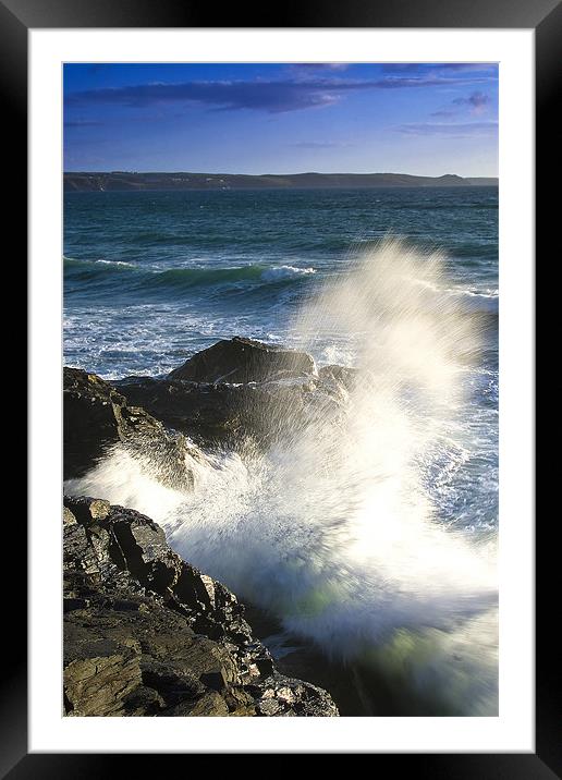 Tregardock Splash Framed Mounted Print by David Wilkins