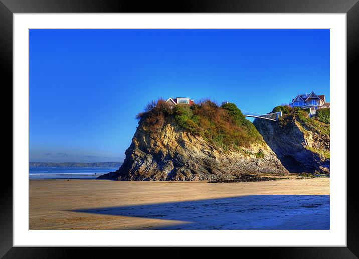 Island Rock Newquay Framed Mounted Print by David Wilkins