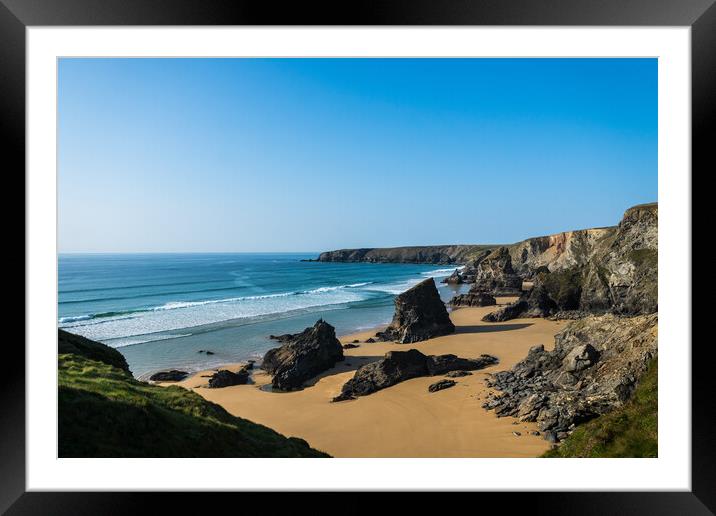 Bedruthan Steps Cornwall Framed Mounted Print by David Wilkins