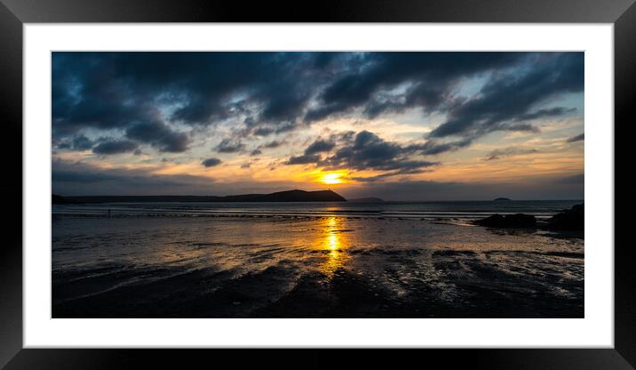 Hayle Bay Sunset Framed Mounted Print by David Wilkins