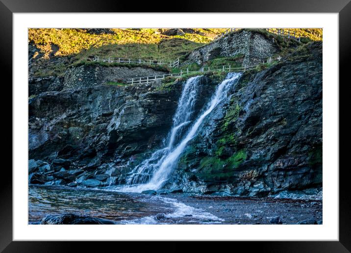 Tintagel Waterfall Framed Mounted Print by David Wilkins