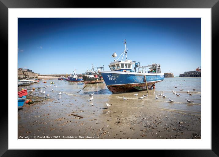 Folkestone Harbour Boat Framed Mounted Print by David Hare