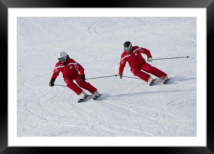 Synchronised Skiing Framed Mounted Print by David Hare
