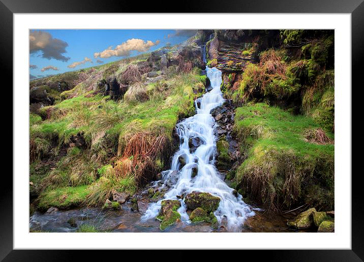 Peak District Falls Framed Mounted Print by David Hare