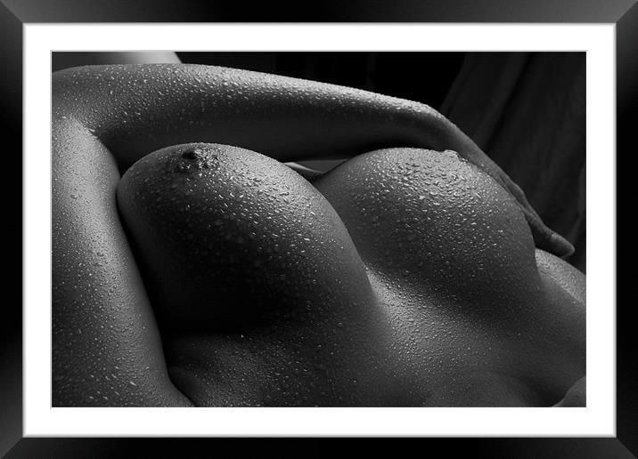 Breasts with water. Framed Mounted Print by David Hare