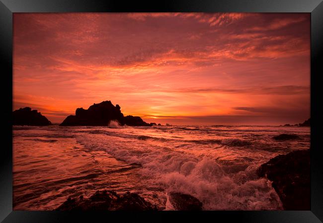 Pacific Sunset Framed Print by David Hare
