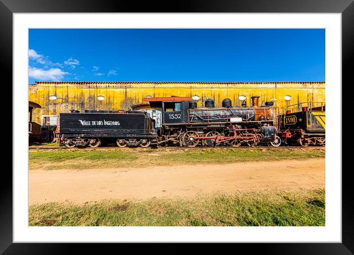 Derelict steam train, Trinidad Framed Mounted Print by David Hare