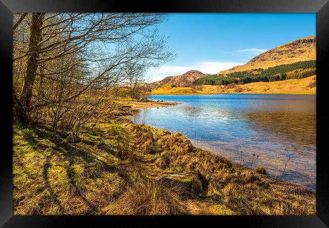 The shores of Loch Earn Framed Print by David Hare