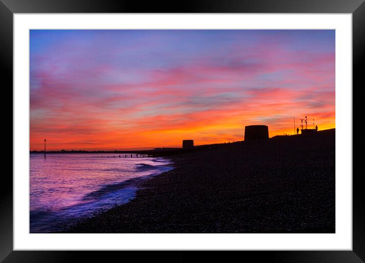 Martello Sunset Framed Mounted Print by David Hare