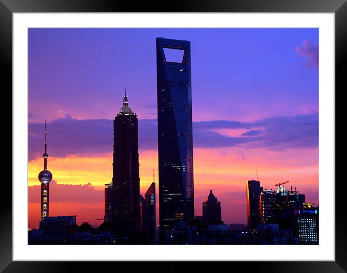 Shanghai Sunset of Pudong Framed Mounted Print by Jim Leach