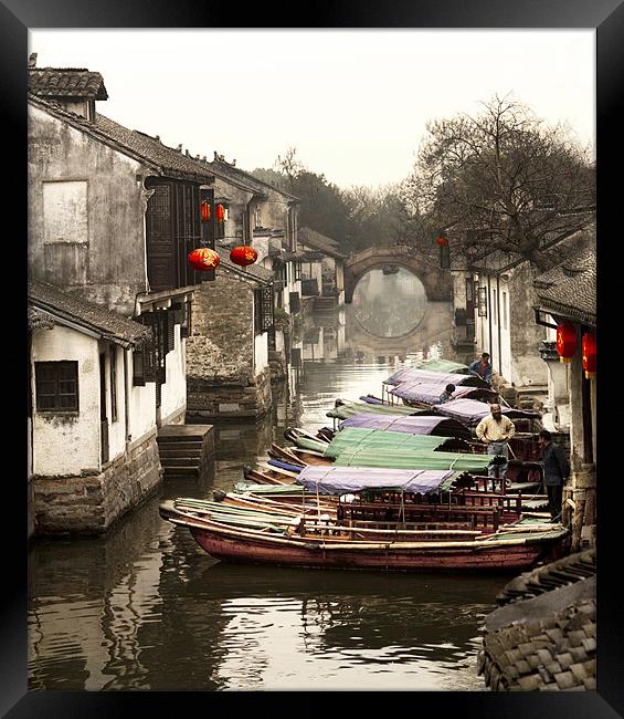 China Watertown Canal Boats Framed Print by Jim Leach
