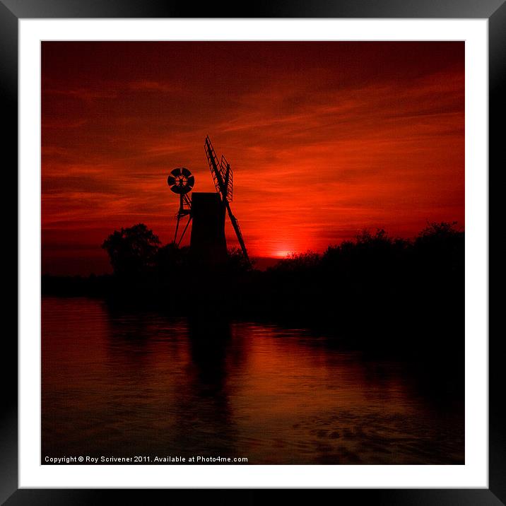 Turf Fen Sunset Framed Mounted Print by Roy Scrivener