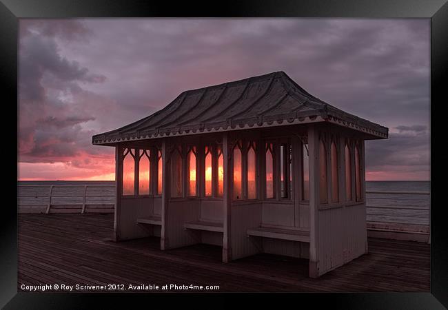 Pier shelter Framed Print by Roy Scrivener