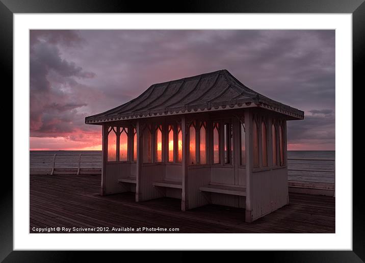 Pier shelter Framed Mounted Print by Roy Scrivener
