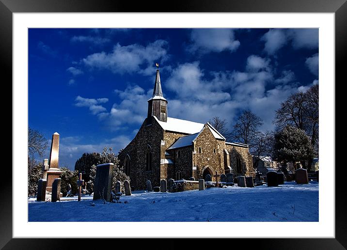 Winter church Framed Mounted Print by Roy Scrivener