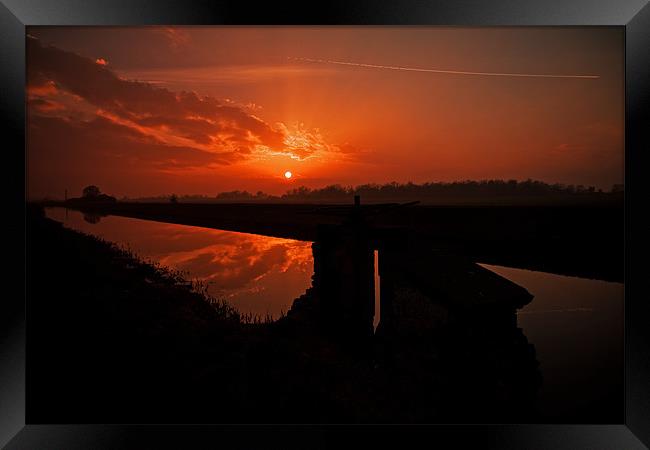 Norfolk Fen Sunset Framed Print by Roy Scrivener