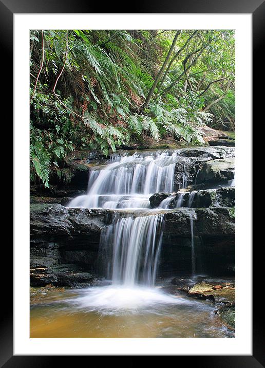 Leura Cascades Framed Mounted Print by Phil Swindin