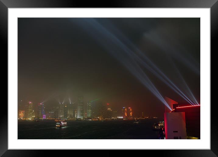 Lights In Hong Kong Framed Mounted Print by Phil Swindin