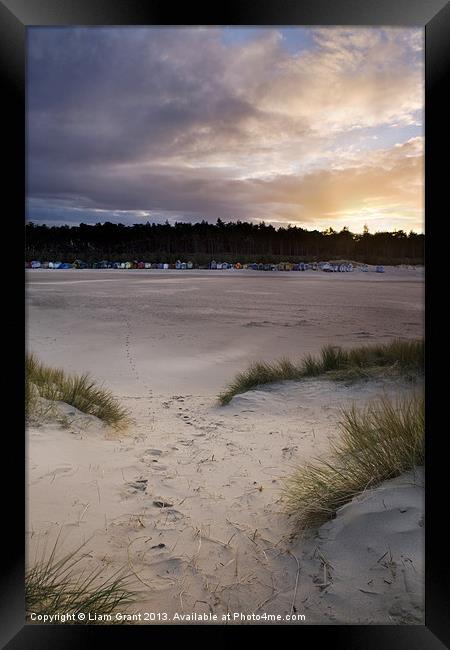 Beach Huts at sunset, Wells-next-the-sea Framed Print by Liam Grant