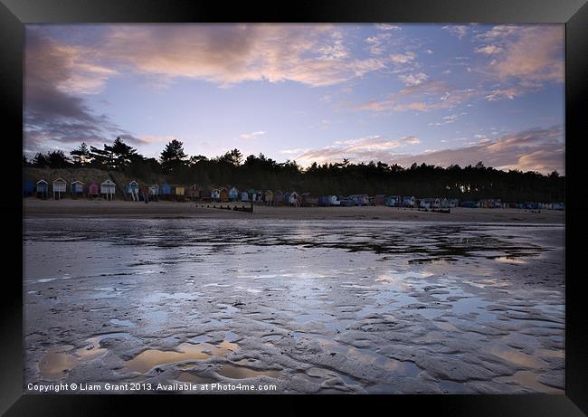 Beach Huts at sunset, Wells-next-the-sea Framed Print by Liam Grant