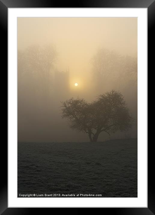 Sunrise & Fog, Hilborough Church, Norfolk Framed Mounted Print by Liam Grant