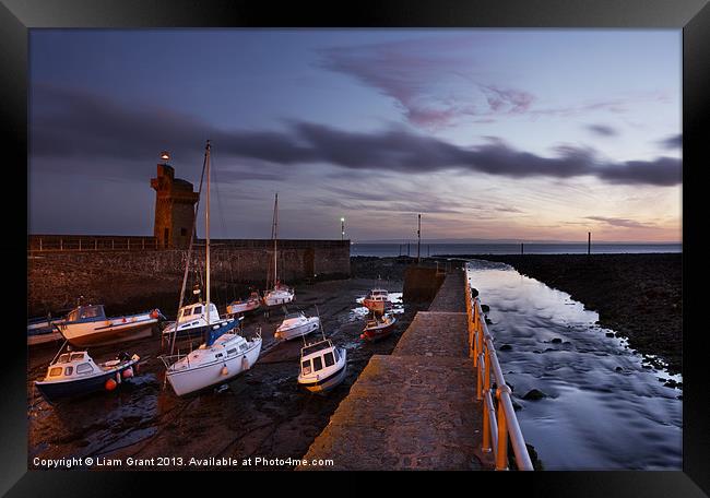Boats in Lynmouth Harbour at dawn, North Devon Framed Print by Liam Grant