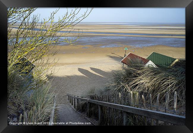 Steps and Beach huts, Wells-next-the-sea. Framed Print by Liam Grant