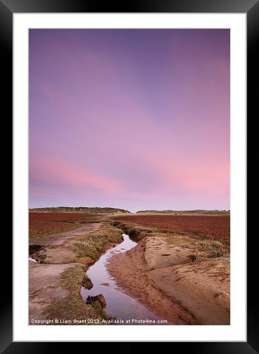 Dawn sky and beach. Holkham, North Norfolk Coast,  Framed Mounted Print by Liam Grant