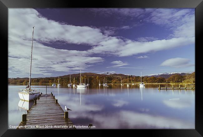 Boats on Lake Windermere at Waterhead. Lake Distri Framed Print by Liam Grant