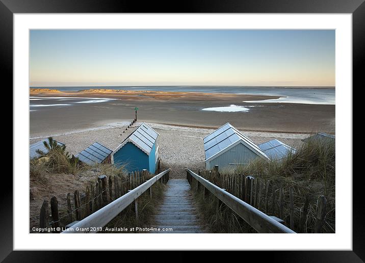 Frost covered beach huts, Wells-next-the-sea Framed Mounted Print by Liam Grant
