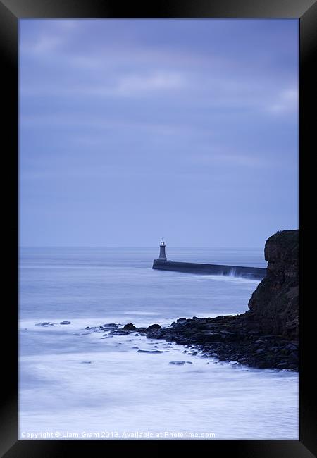 North Pier Lighthouse at dawn from Sharpness Point Framed Print by Liam Grant