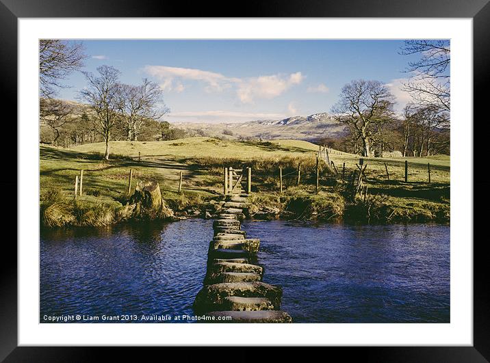 Stepping stones over the River Rothay near Amblesi Framed Mounted Print by Liam Grant