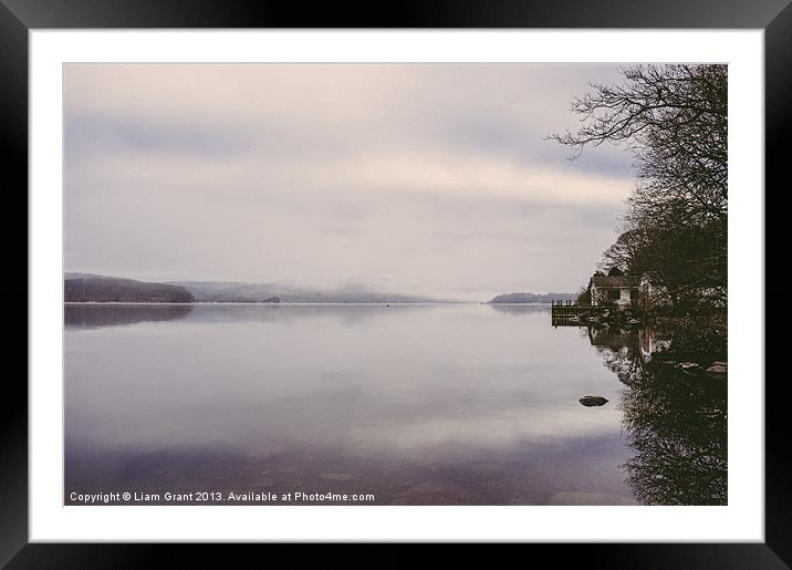 Misty dawn. Windermere, Lake District, Cumbria, UK Framed Mounted Print by Liam Grant