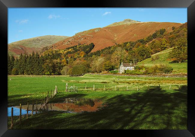 Cottage and flooded field at Grasmere. Framed Print by Liam Grant