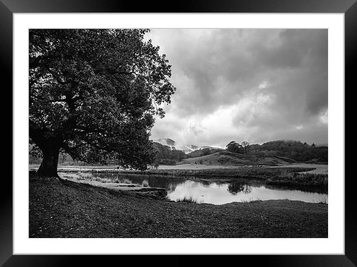 Dramatic sky and reflections on the River Brathay  Framed Mounted Print by Liam Grant