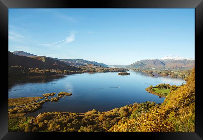 View over Derwent Water to Keswick. Framed Print by Liam Grant