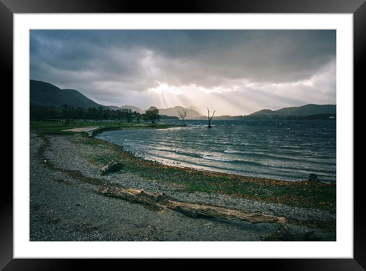 Evening light, wind and waves on Ullswater near Po Framed Mounted Print by Liam Grant