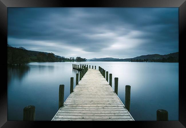 Jetty on Coniston Water. Framed Print by Liam Grant