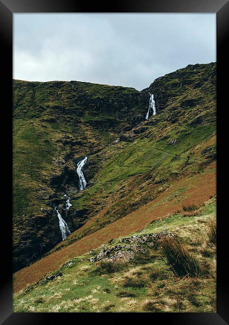 Moss Force waterfall from Newlands Hause. Framed Print by Liam Grant