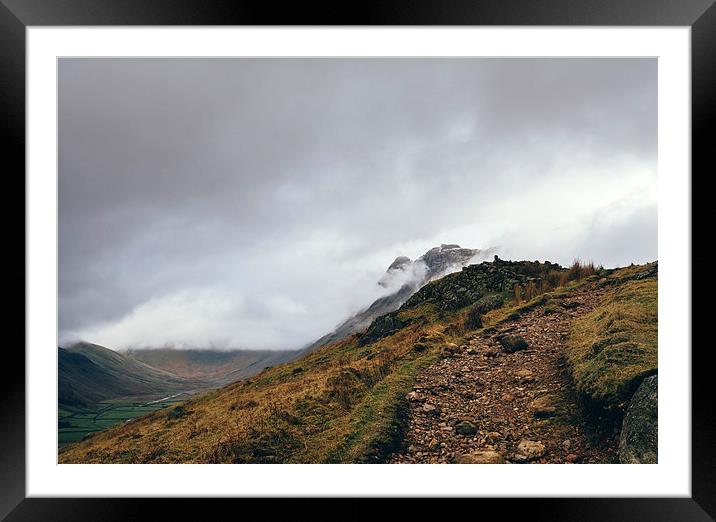 Langdale Valley and Langdale Pikes in cloud. Framed Mounted Print by Liam Grant