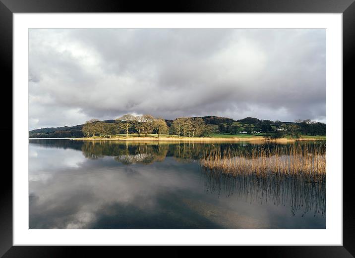 Sunlight and reflections on Esthwaite Water. Framed Mounted Print by Liam Grant