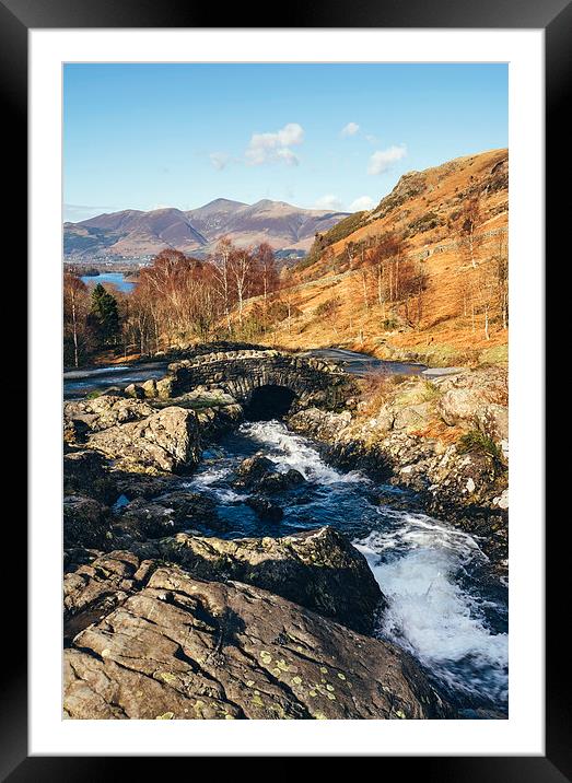 Ashness Bridge with Skiddaw beyond. Framed Mounted Print by Liam Grant