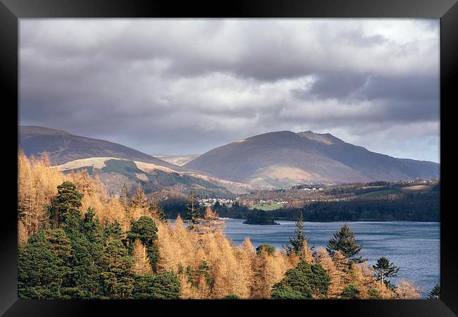 View over Derwent Water towards Blencathra. Framed Print by Liam Grant