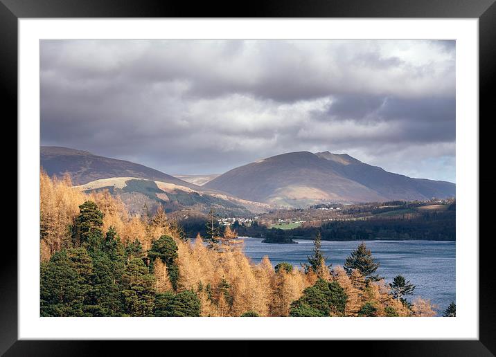 View over Derwent Water towards Blencathra. Framed Mounted Print by Liam Grant