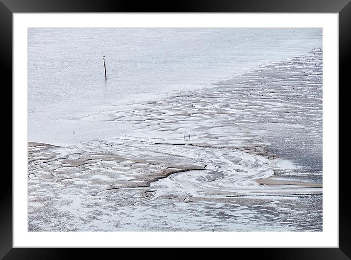 Distant beach patterns. Llansteffan, Wales, UK. Framed Mounted Print by Liam Grant