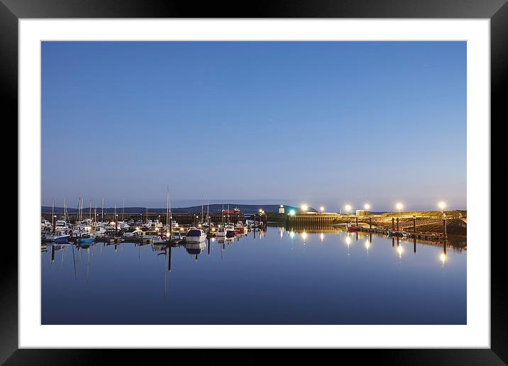 Burry Port harbour and lighthouse at night. Wales, Framed Mounted Print by Liam Grant