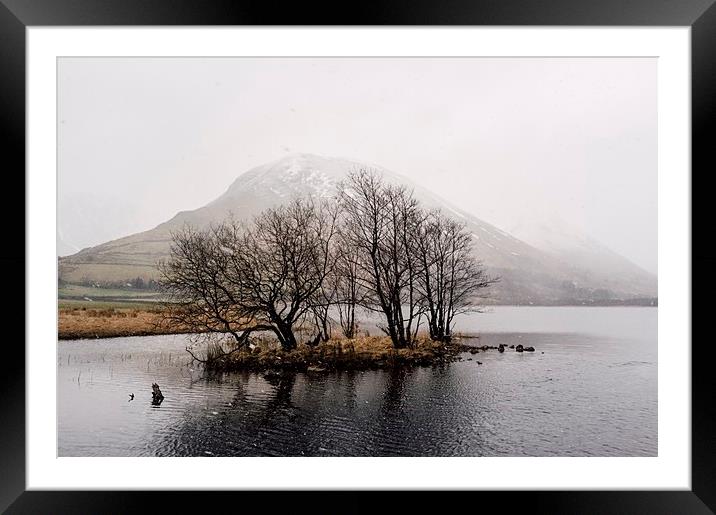 Snow blizzard over Brothers Water. Cumbria, UK. Framed Mounted Print by Liam Grant
